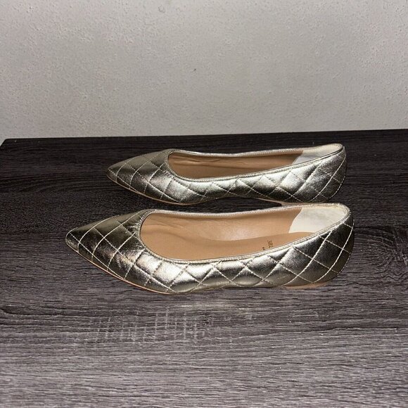 Bruno Magli Gold Quilted Metallic Slip On Ballet Leather Flats Size 38.5US 8.5 - Picture 5 of 9